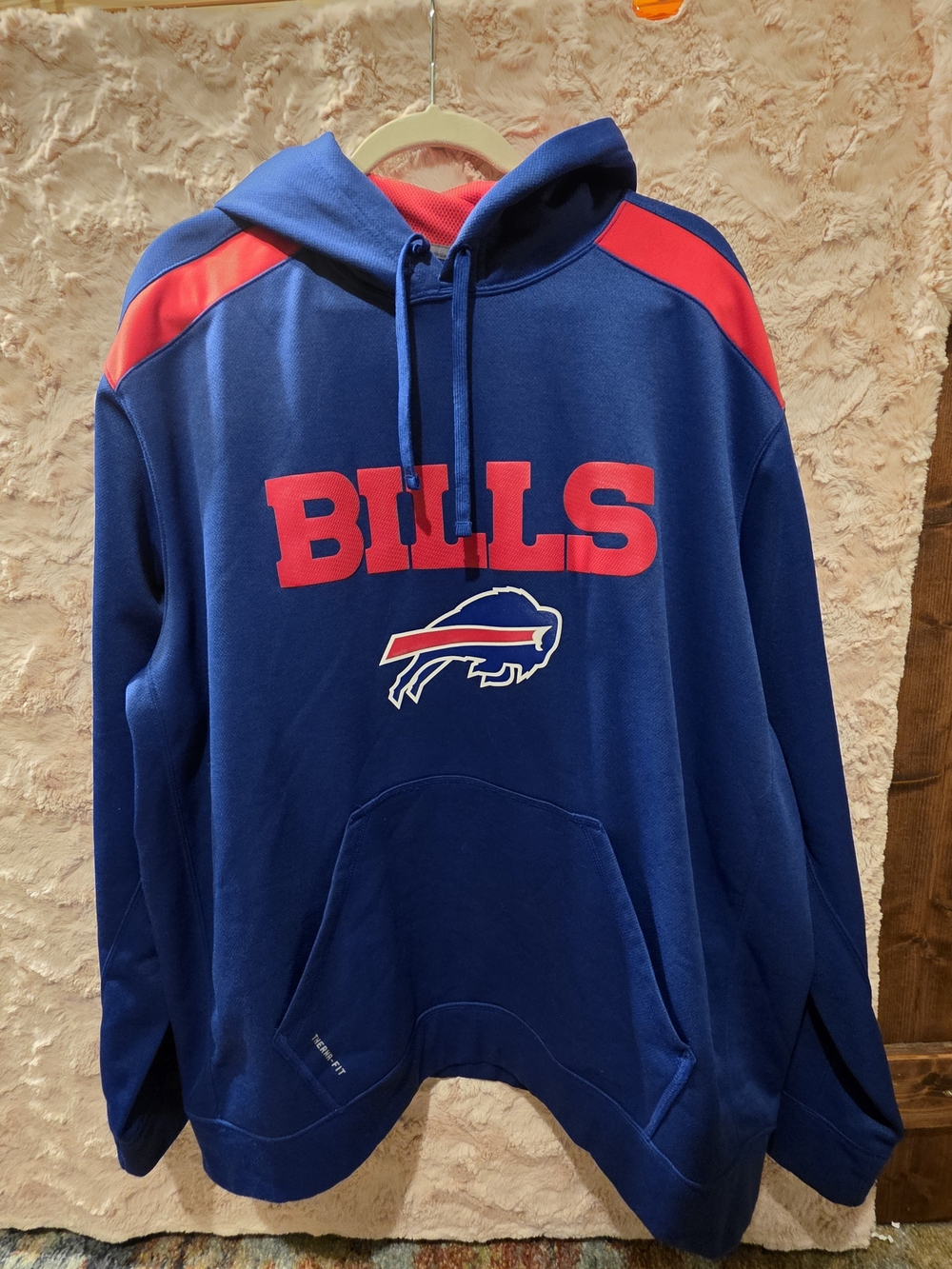NFL Blue and Red Bills Crewneck Hoodie